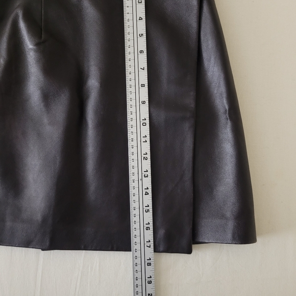 French Connection Sz 4 Brown 100% Sheep Leather Mini Wrap Skirt A-Line Supple - Picture 14 of 14
